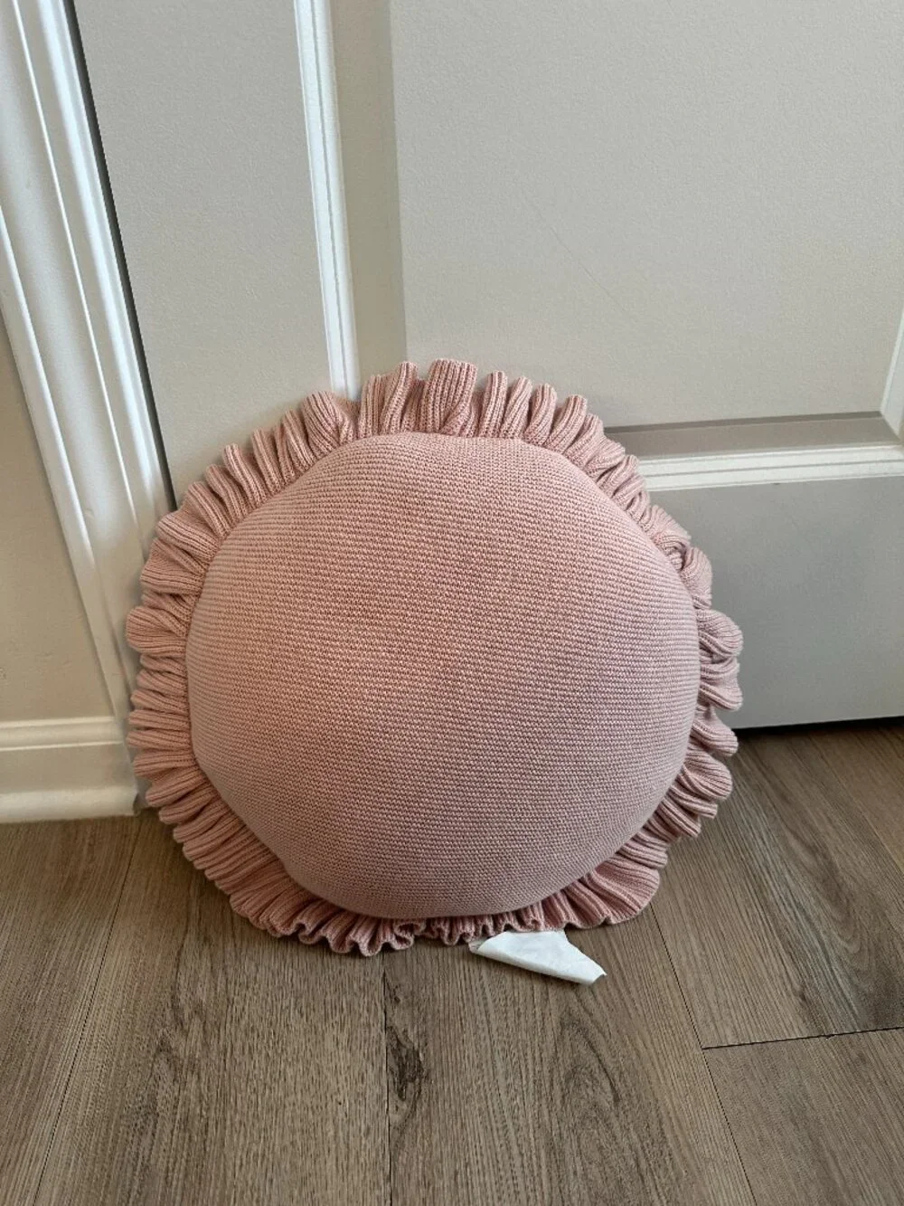 Knit Decorative Round Pillow 18 Inch in Blush Pink